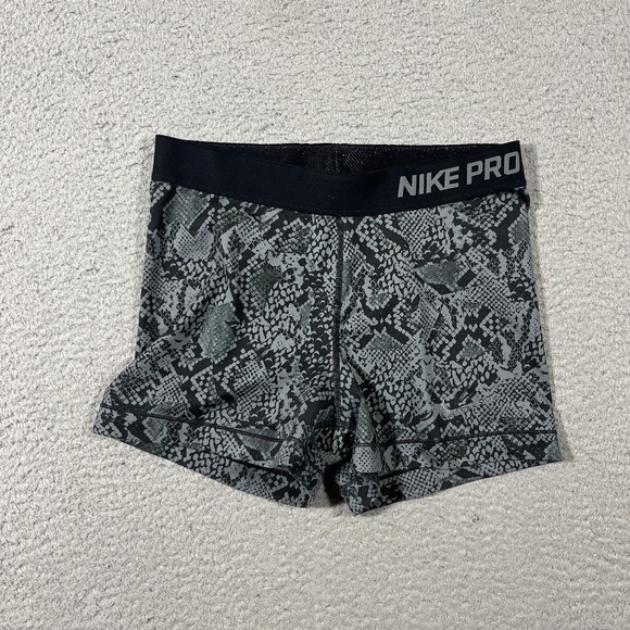 Nike Pro Dri Fit Compression Shorts Womens Sz Small Black Snake Workout Spandex - Picture 1 of 11